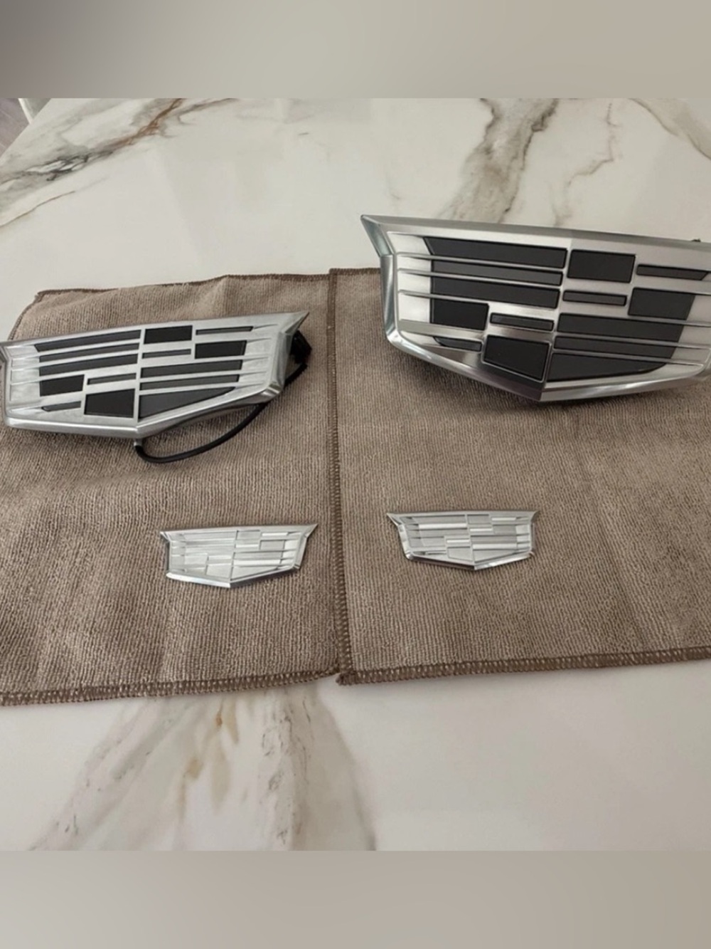 Cadillac Silver Front Grille Emblem Set - Replacement Badge Kit
